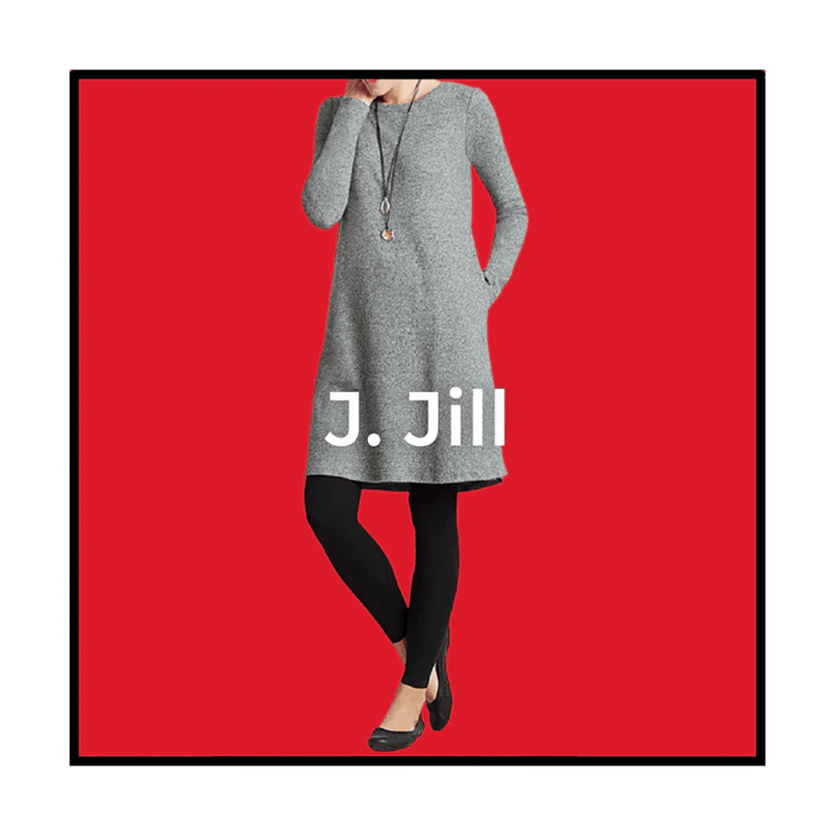 Simple gray dress on red background