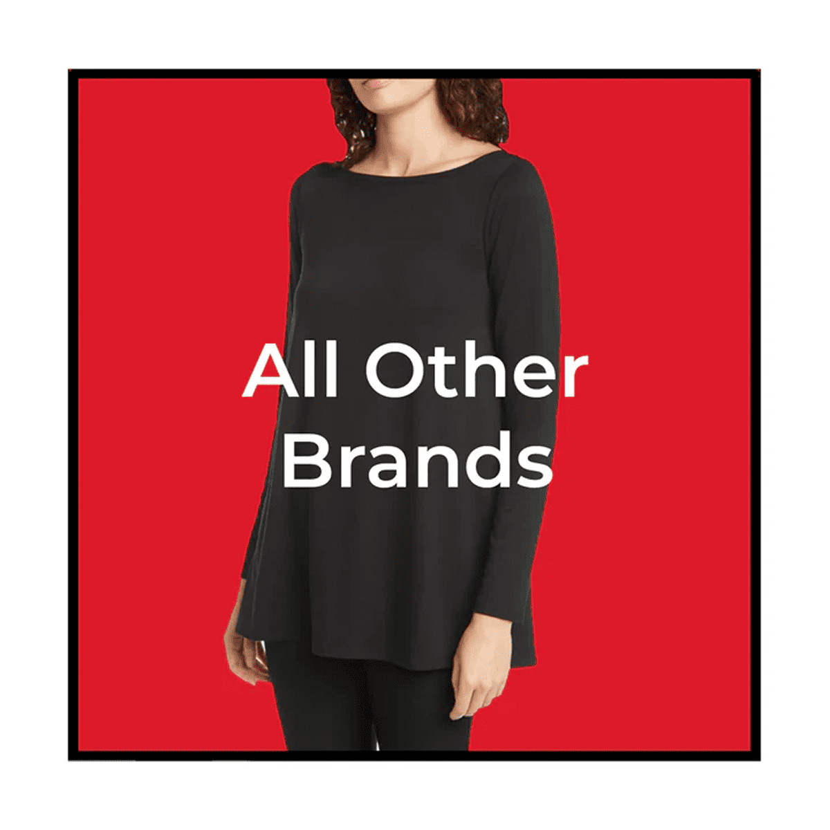 Woman in black top, red background